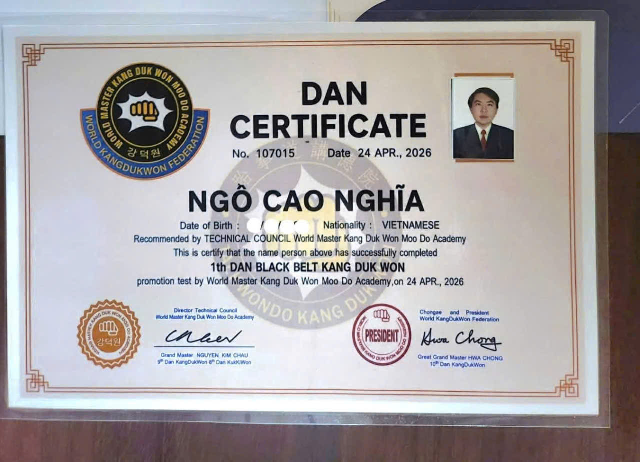 Cảnh Báo Giấy Chứng Nhận Dan Kangdukwon Moo Do giả